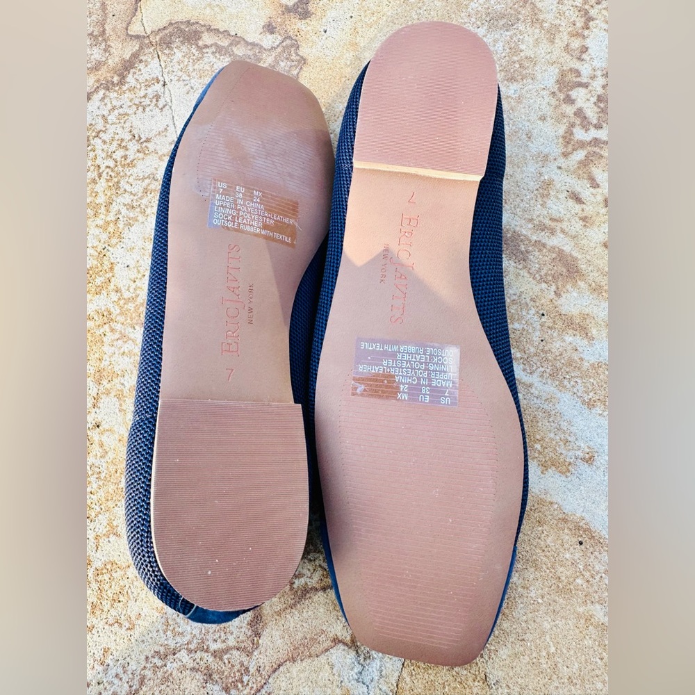 Eric Javits Women's Parris Navy Leather Ballet Flat 🥿 Size 7🥿 Navy Blue - Picture 6 of 11